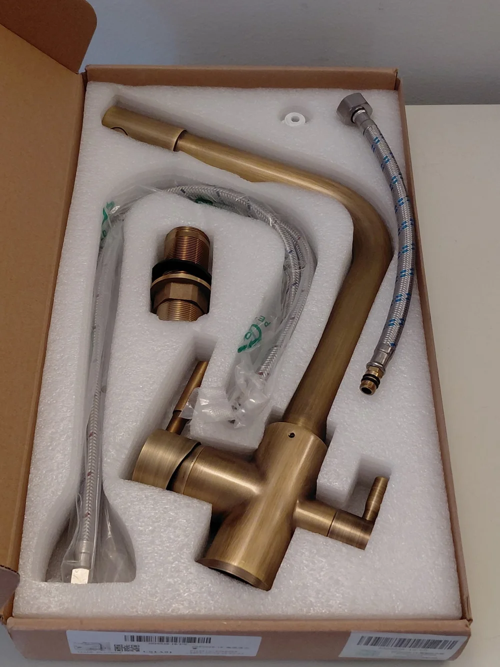 Stev Antique Brass Dual-Handle Kitchen Faucet NIB